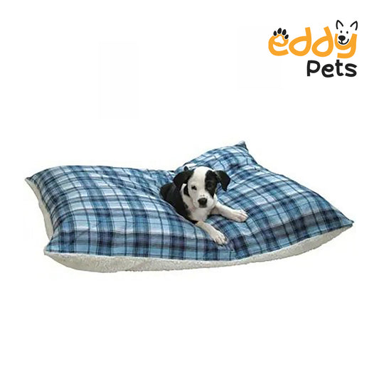 Eddy Pets - Flannel Sherpa Pet Bed, Blue Plaid