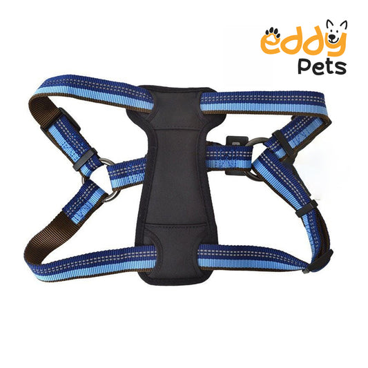 Eddy Pets - Reflective Adjustable Padded Dog Harness - Fits 20"-30" Girth